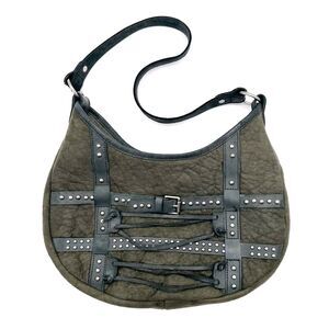 Trinity Ranch Grn Studded Purse Shoulder Bag Zip Closure Western Cowgirl Country
